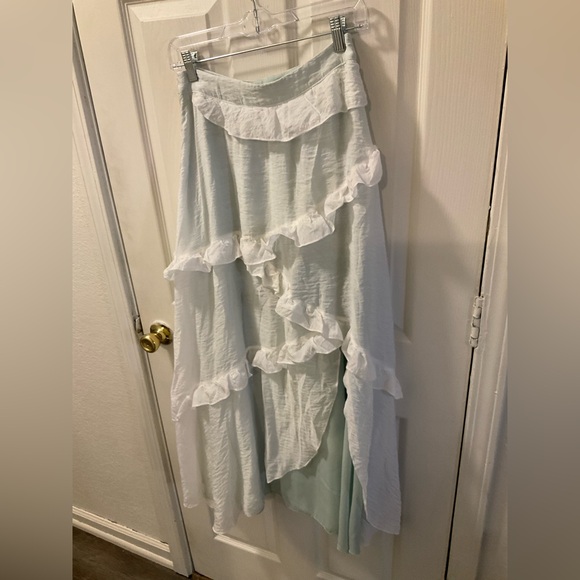 ROMWE Dresses & Skirts - Romwe Fairycore Mermaid Solid Ruffle Trim Asymmetrical Hem Skirt